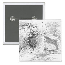Vintage Bee Hives Pin