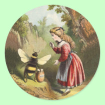 Vintage Bee Little Girl Honey Pot stickers