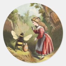 Vintage Bee Little Girl Honey Pot Sticker