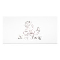 Vintage Beer Pong King Personalized Photo Card