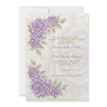 Vintage bellflower purple roses wedding invitation