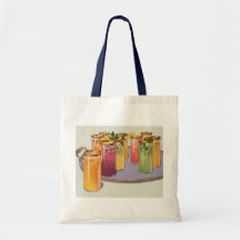 Vintage Beverages, Drinks with Ice Cubes on a Tray Canvas Bag