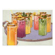 Vintage Beverages, Drinks with Ice Cubes on a Tray Invites