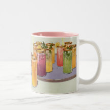 Vintage Beverages, Drinks with Ice Cubes on a Tray Coffee Mugs
