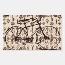 Vintage Bicycle Steampunk design Rectangular Sticker