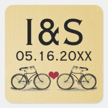 Vintage Bicycle Wedding Favour Stickers