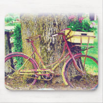 Vintage Bicycle with Flower Basket Mousepads