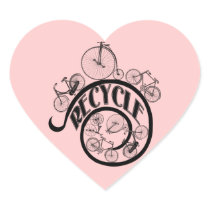 Vintage Bicycles Recycle Apparel and Gifts Heart Stickers