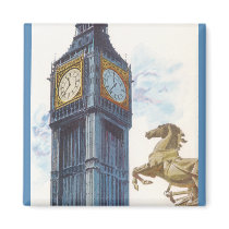 Vintage Big Ben Clock Tower Horse Statue, London Magnet