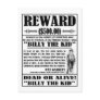 Vintage Billy the Kid Wanted Poster Post Card