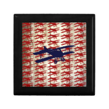 Vintage Biplane on Barn Wood Aviation Gifts Jewelry Box