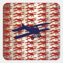 Vintage Biplane on Barn Wood Aviation Gifts Sticker