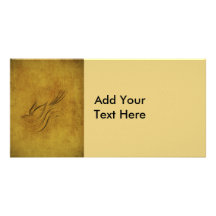 Vintage Bird Calligraphy on Gold Picture Card
