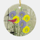 Vintage Bird Damask Bird Cage Christmas Ornament