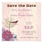 Vintage Bird on WoodGrain Wedding Save the Date Announcements