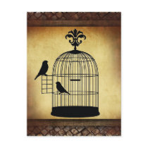 vintage birdcage stamp. post cards