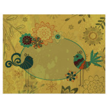vintage birds and floral design flyer design