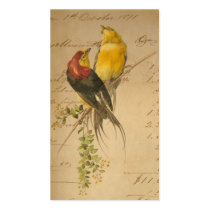 Vintage Birds and Ledger Paper Business Card Templates