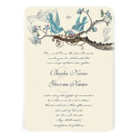 Vintage Birds Aqua & Hot Pink Wedding Invite