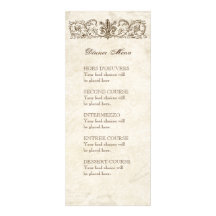 Vintage Birds, Blue E - Menu or Wedding Invitation