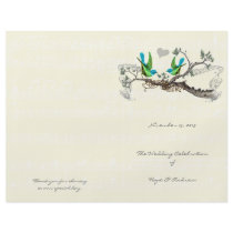 Vintage Birds Blue & Green Wedding Program