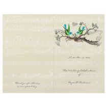 Vintage Birds Blue & Green Wedding Program