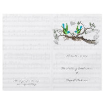 Vintage Birds Blue & Green Wedding Program