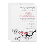 Vintage Birds Honeysuckle Pink Wedding Invite