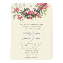 Vintage Birds Honeysuckle Purple & Green Invites