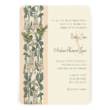 Vintage Birds HoneySuckle Wedding Invitation