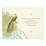 Vintage Birds Lagoon Endive Damask Wedding RSVP Personalized Invite