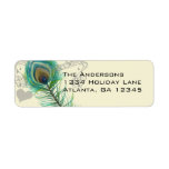 Vintage Birds Musical Peacock Feather  Address Return Address Label