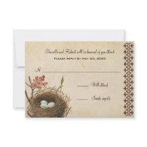 Vintage Bird's Nest Custom Response Card Personalized Announcements