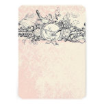 Vintage Birds Pink Musical Scroll Wedding Invites