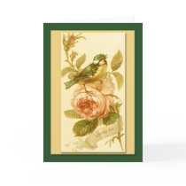 Vintage Birthday Card With Bird And Roses