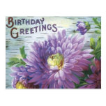 Vintage Birthday Postcard With Flowers