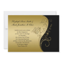 Vintage Black and Gold Wedding Invitation