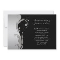 Vintage Black and Silver Wedding Invitation