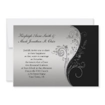 Vintage Black and Silver Wedding Invitation