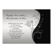Vintage Black and Silver Wedding Invitation