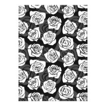 Vintage black and white roses wedding invitation