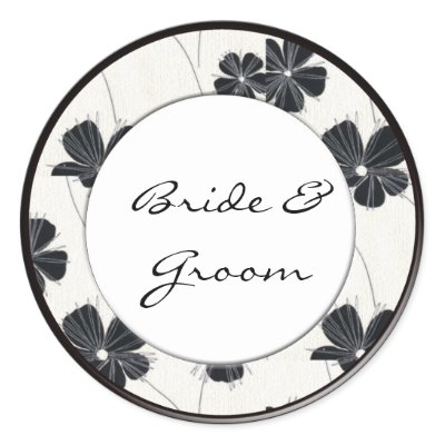 Vintage black and white wedding stickers by perfectpostage