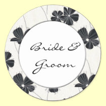 Vintage black and white wedding stickers stickers