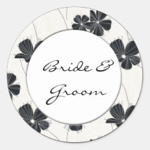 Vintage black and white wedding stickers