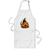 Vintage Black Cat and Pumpkin Long Apron