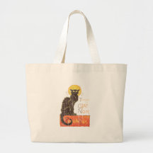 Vintage Black Cat Beach Canvas Bags