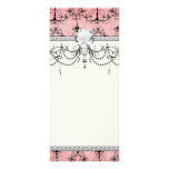 vintage black chandelier damask on lovely pink custom rack cards