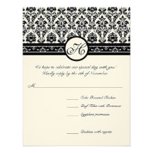 Vintage Black Damask Borders Announcement