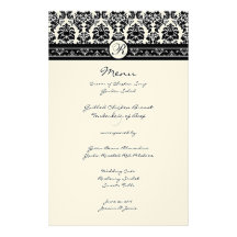 Vintage Black Damask Borders Customized Stationery