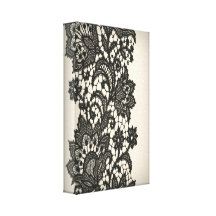 Vintage black Lace beige Paris fashion Gallery Wrap Canvas